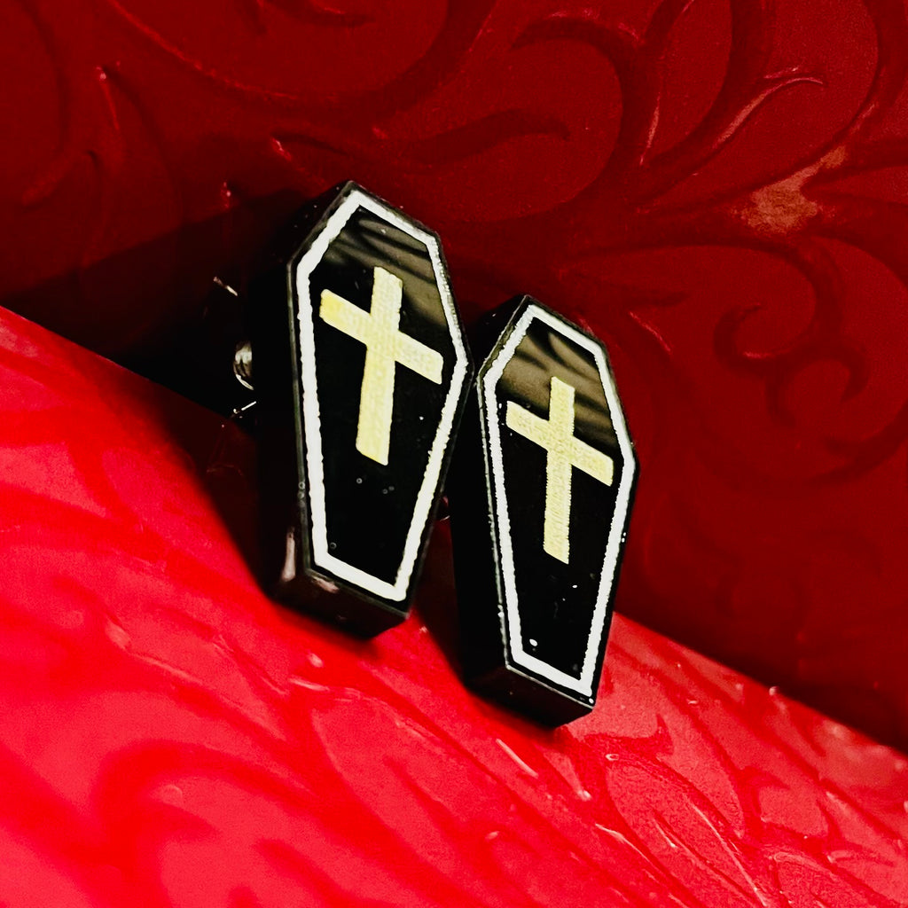 Toe Pincher Coffin Stud Earrings