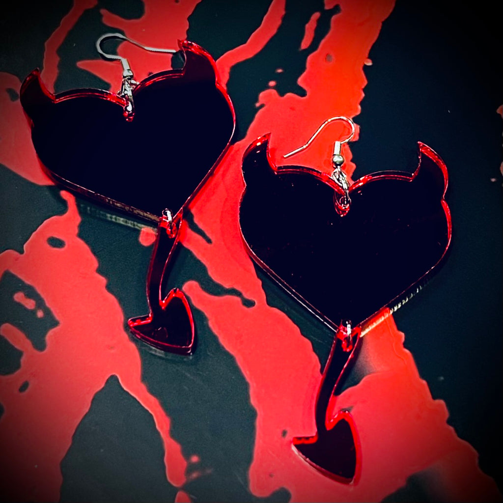 Hellbound Devil Heart Earrings