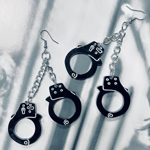Lockdown Handcuff Earrings - Black