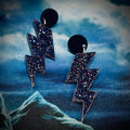 Static Shock Lightning Earrings - Black Storm