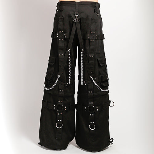 Black Tripp NYC harness pants with D-rings, straps and chains