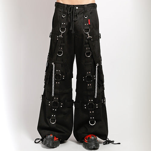 Black Tripp NYC harness pants with D-rings, straps and chains