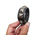 Antique Silver Pyramid Snap Bracelet, one row narrow variant