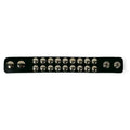 Large Round Conical Studded Bracelet, two rows of chrome dome studs on black leather
