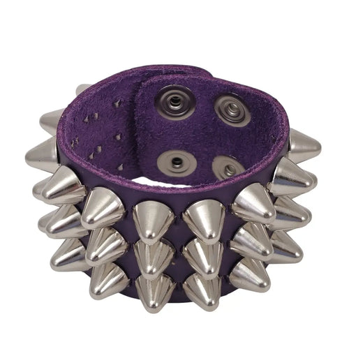 Italian Leather UK77 Cone Bracelet, cone stud detail