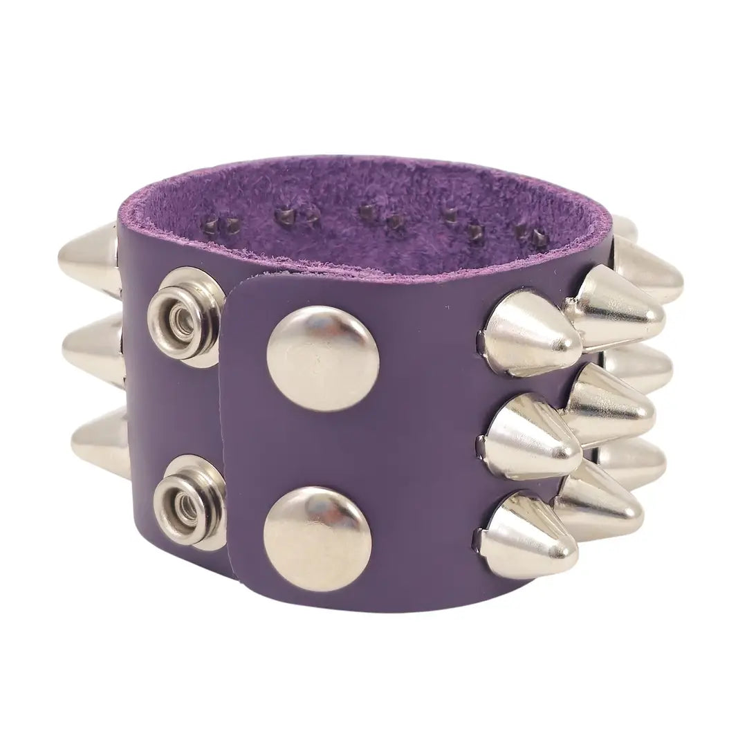 Italian Leather UK77 Cone Bracelet, suede interior and snap closure