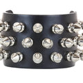 Three Row Tree Spike Buckle Bracelet, front detail of chrome spikes