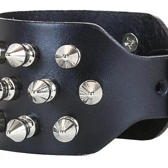 Three Row Tree Spike Buckle Bracelet, showing buckle closure
