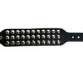 Three Row Round Studded Buckle Cuff, flat view showing three rows of chrome dome studs