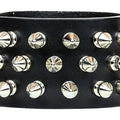 Three Row Spike Snap Bracelet, front view of chrome cone spikes