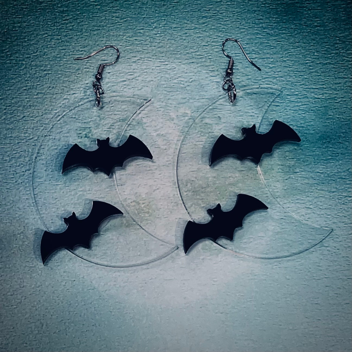 Night Flight Bat Moon Earrings