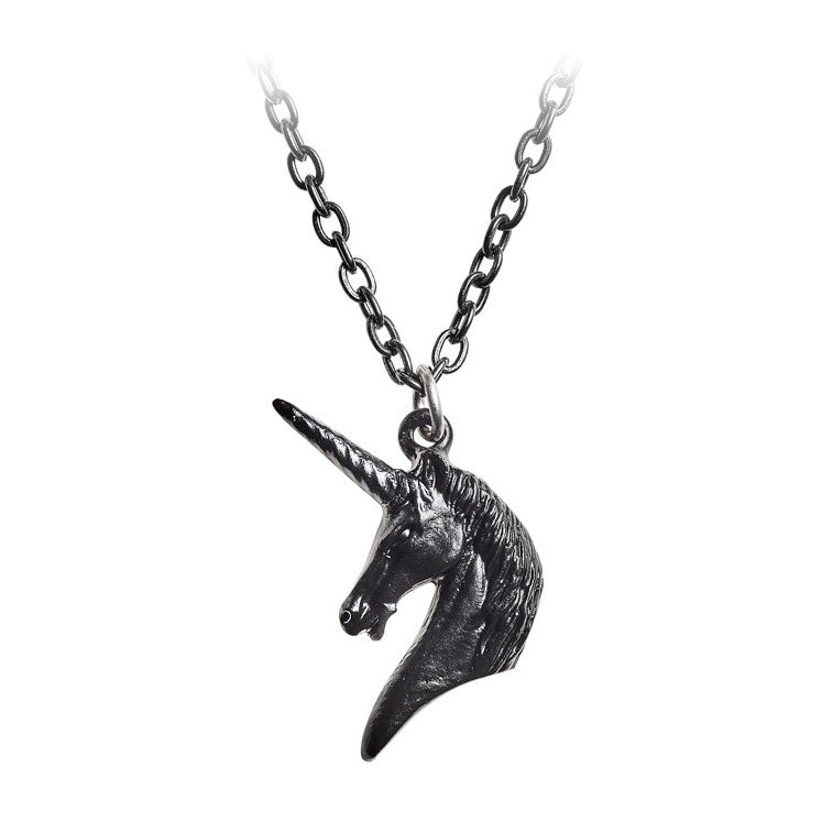 Alchemy Noir Unicorn Pewter Pendant Necklace
