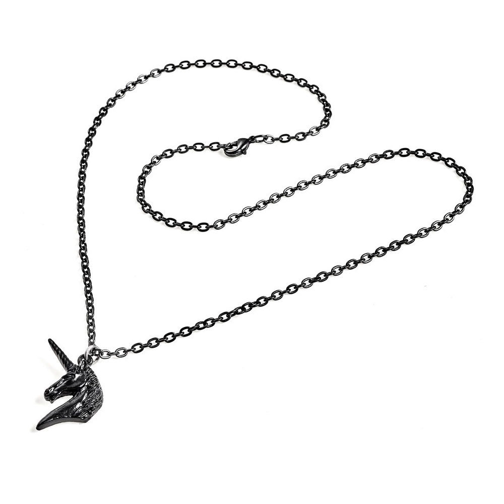 Alchemy Noir Unicorn Pewter Pendant Necklace