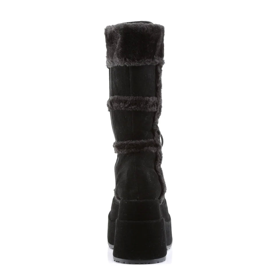 Bear Stacked Fur Platform Suede Calf Boots