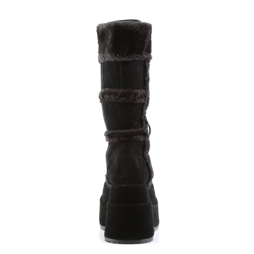 Bear Stacked Fur Platform Suede Calf Boots