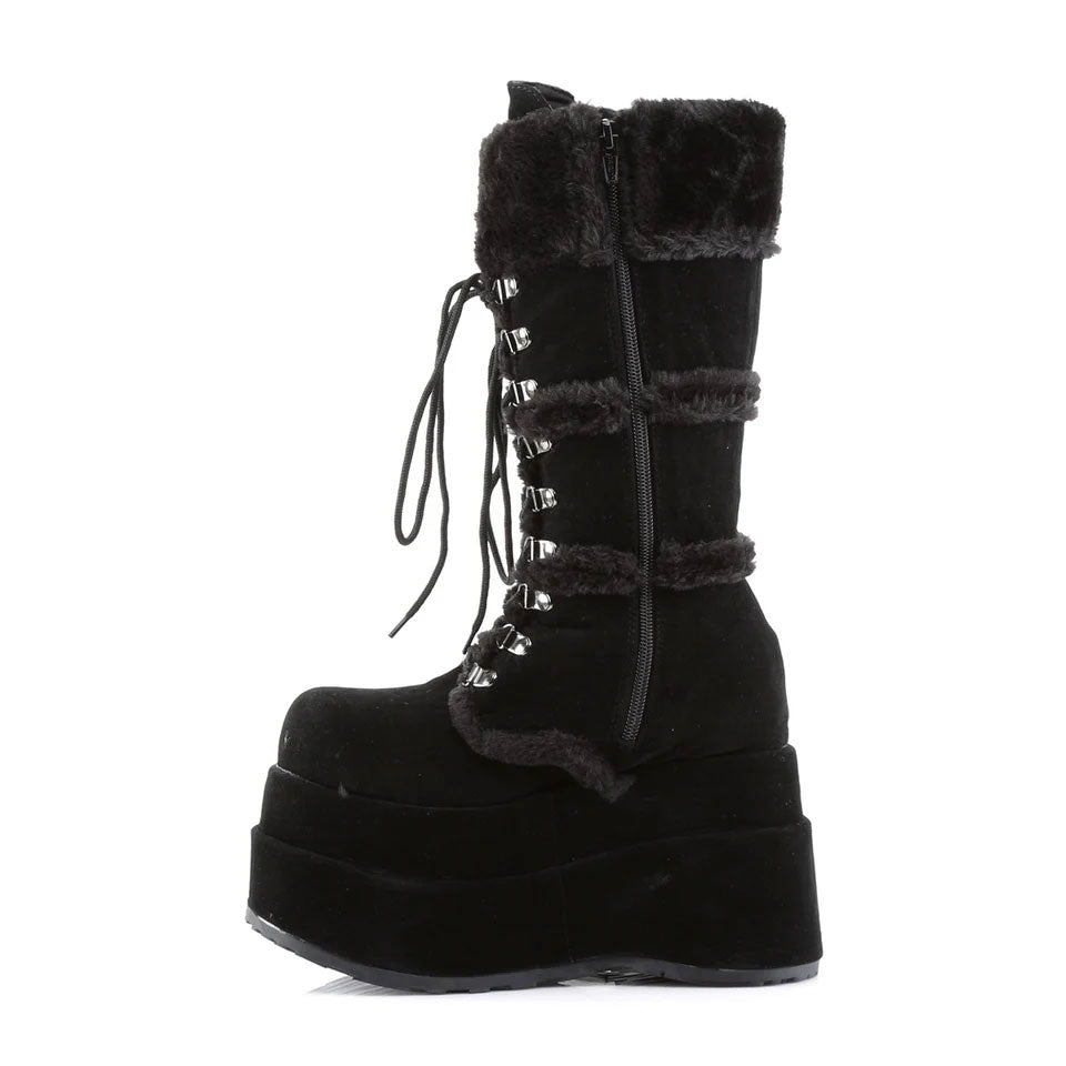 Bear Stacked Fur Platform Suede Calf Boots