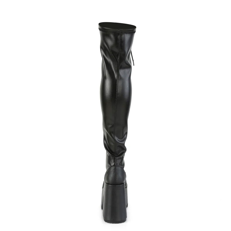 Camel Lace-Up Platform Thigh-High Boots