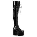 Camel Patent Platform Thigh-High Boots