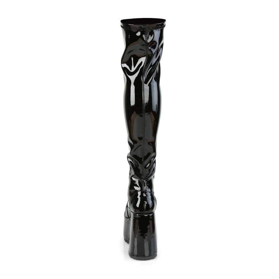 Camel Patent Platform Thigh-High Boots