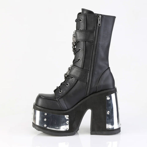 Camel Platform Metalist Lace-Up Ankle Boots