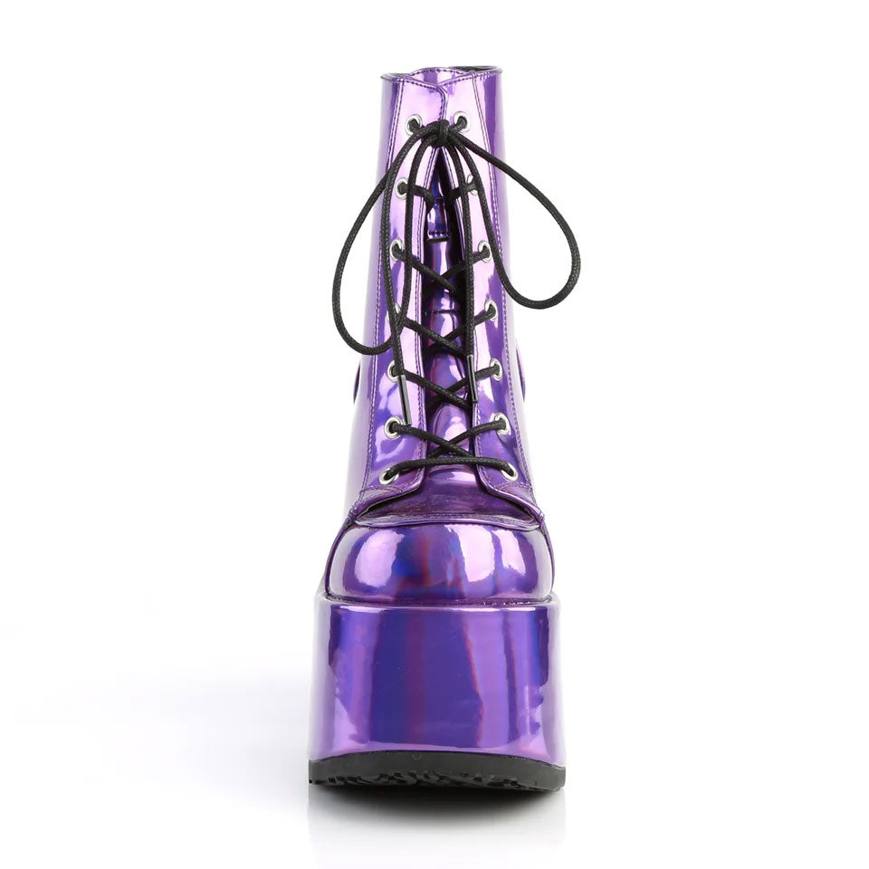 Camel Purple Hologram Platform Ankle Boots