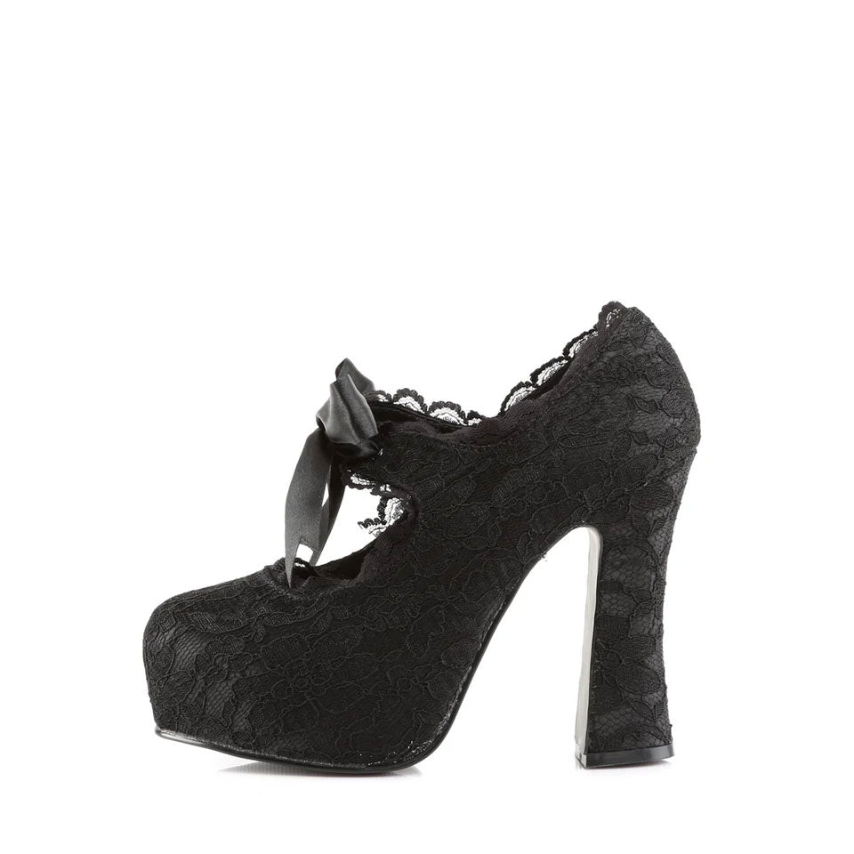 Demon Lace Overlay Platform Mary Jane Pumps