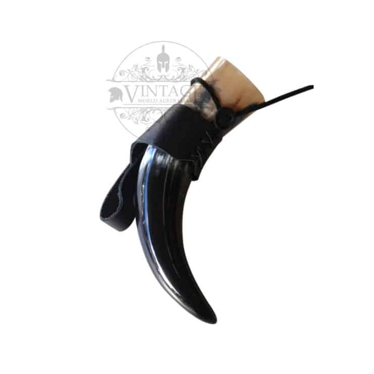 Viking drinking horn with leather belt holder