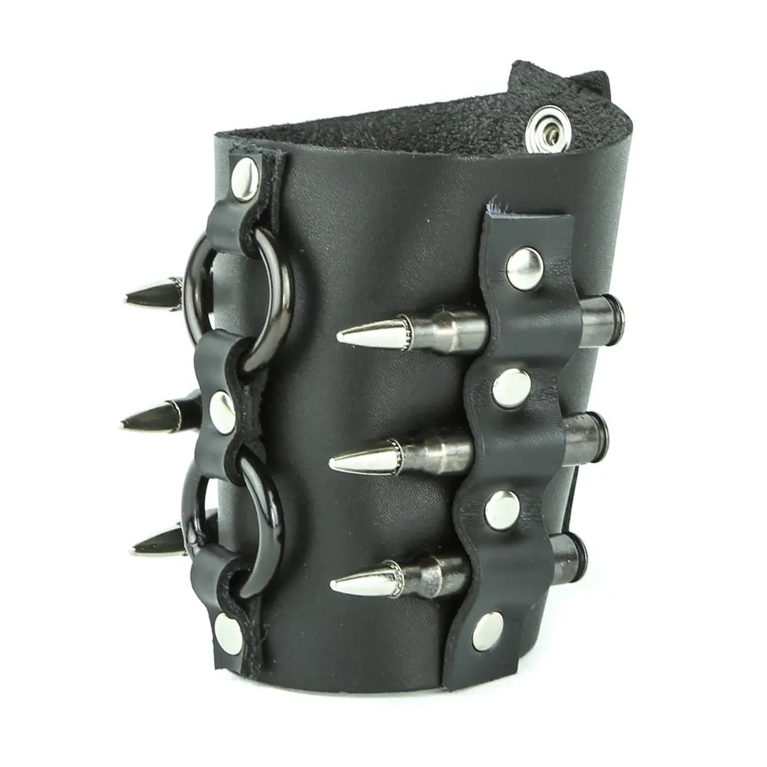 FB138 Silver Cuff, worn on wrist showing scale and interwoven bullet-and-ring construction