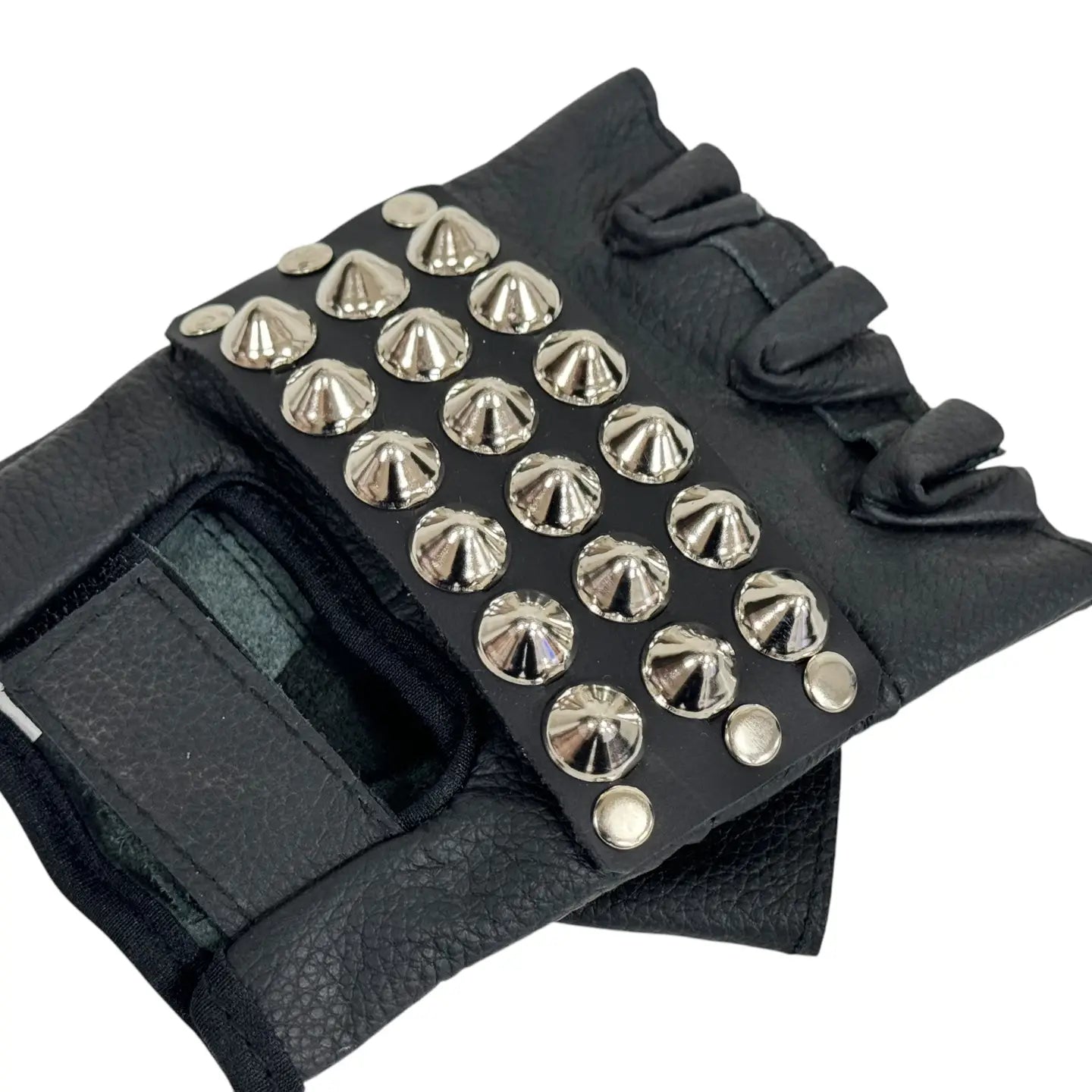 Conical Studded Fingerless Gloves, view 2