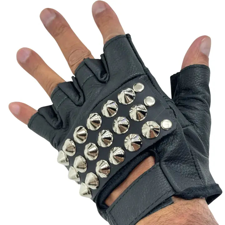 Conical Studded Fingerless Gloves, view 5