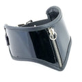 Zipper Wallet Posture Collar, black patent leather with vertical zipper and O-ring pull
