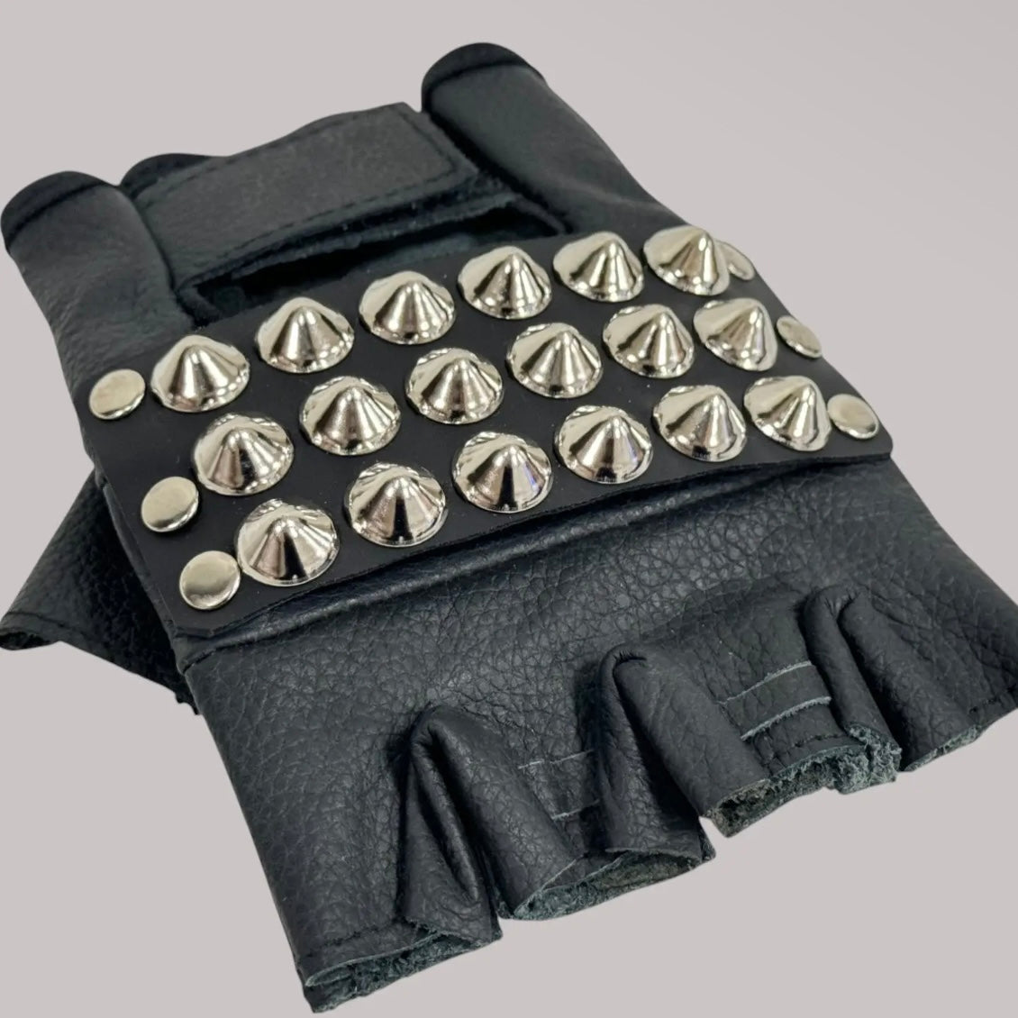 Ramone Studded Fingerless Gloves