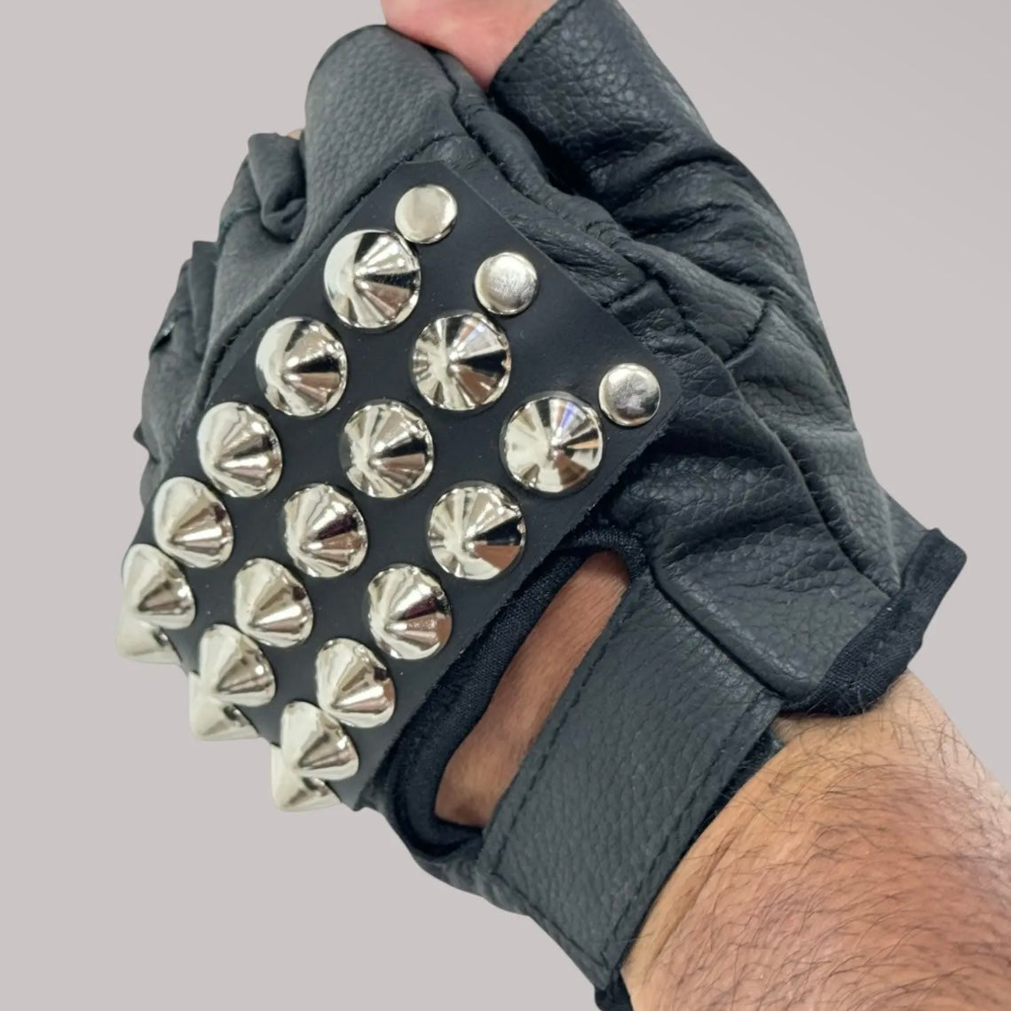 Ramone Studded Fingerless Gloves