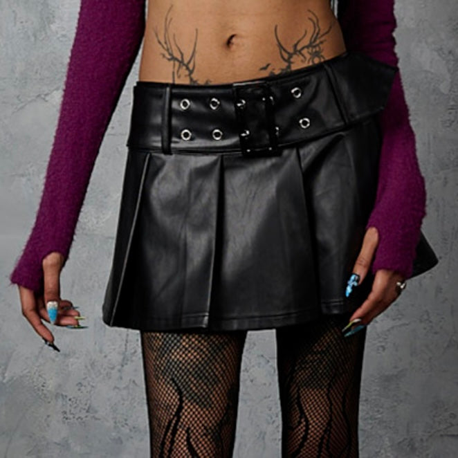 Night Chapel Faux Leather Skirt