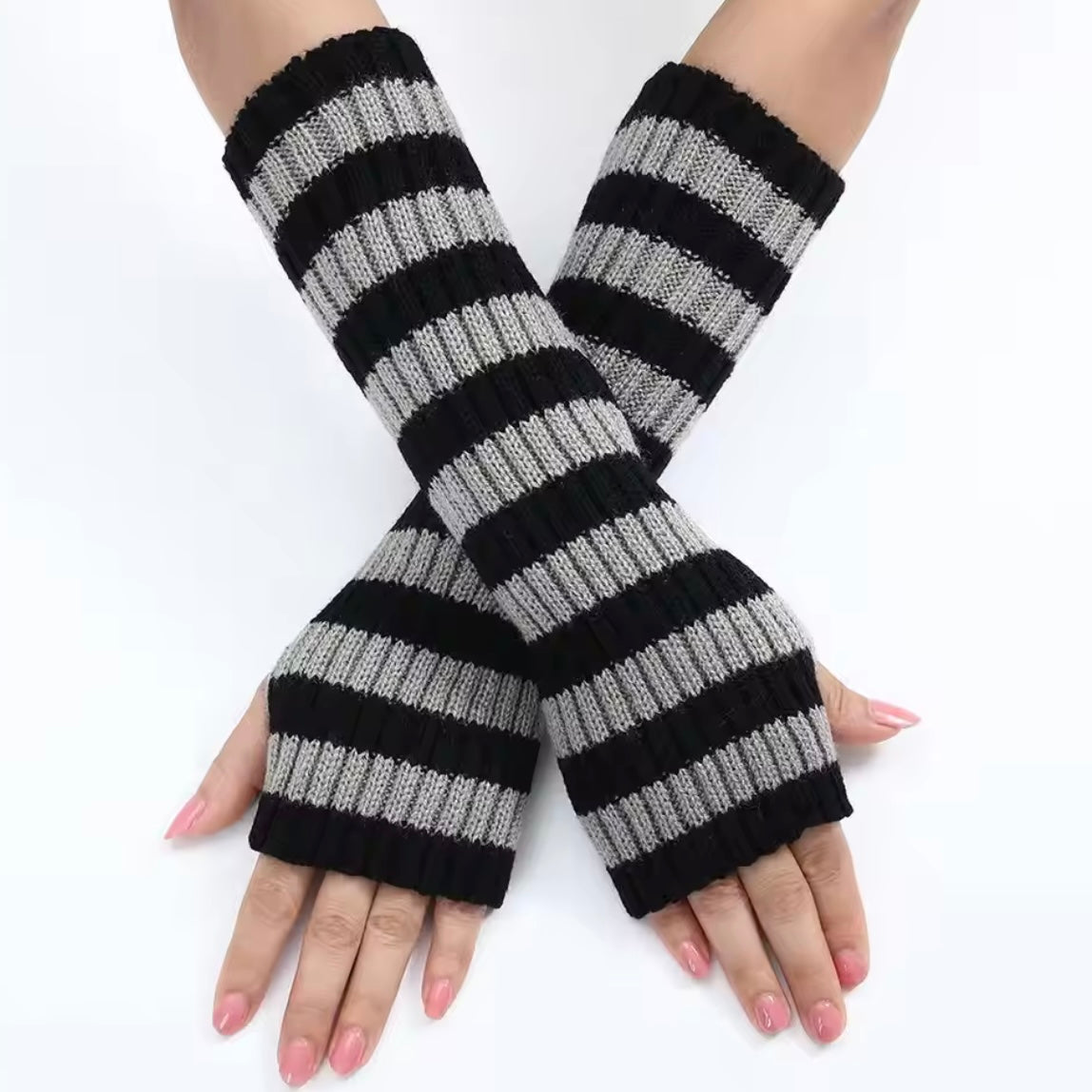 Stripe Arm Sleeves - Gallows Grey Knit