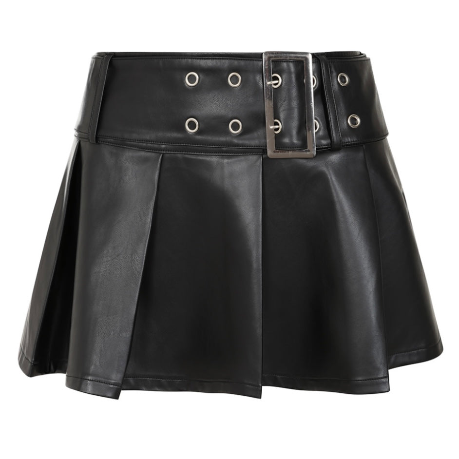Night Chapel Faux Leather Skirt
