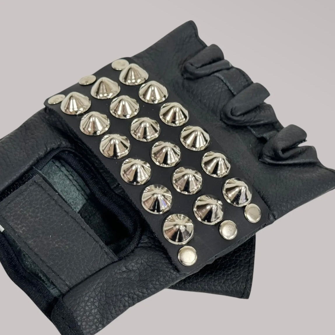 Ramone Studded Fingerless Gloves