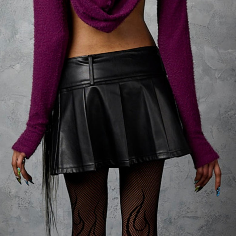 Night Chapel Faux Leather Skirt
