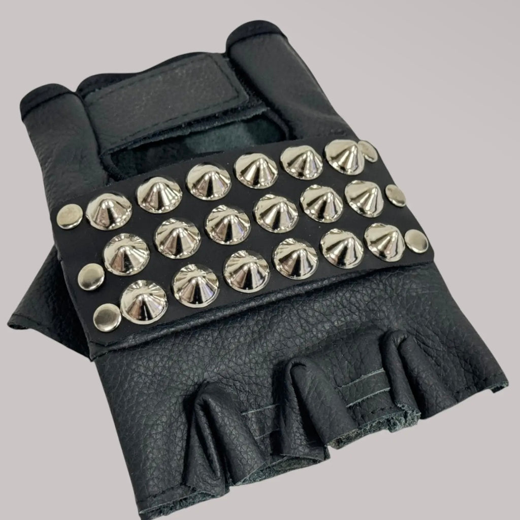 Ramone Studded Fingerless Gloves