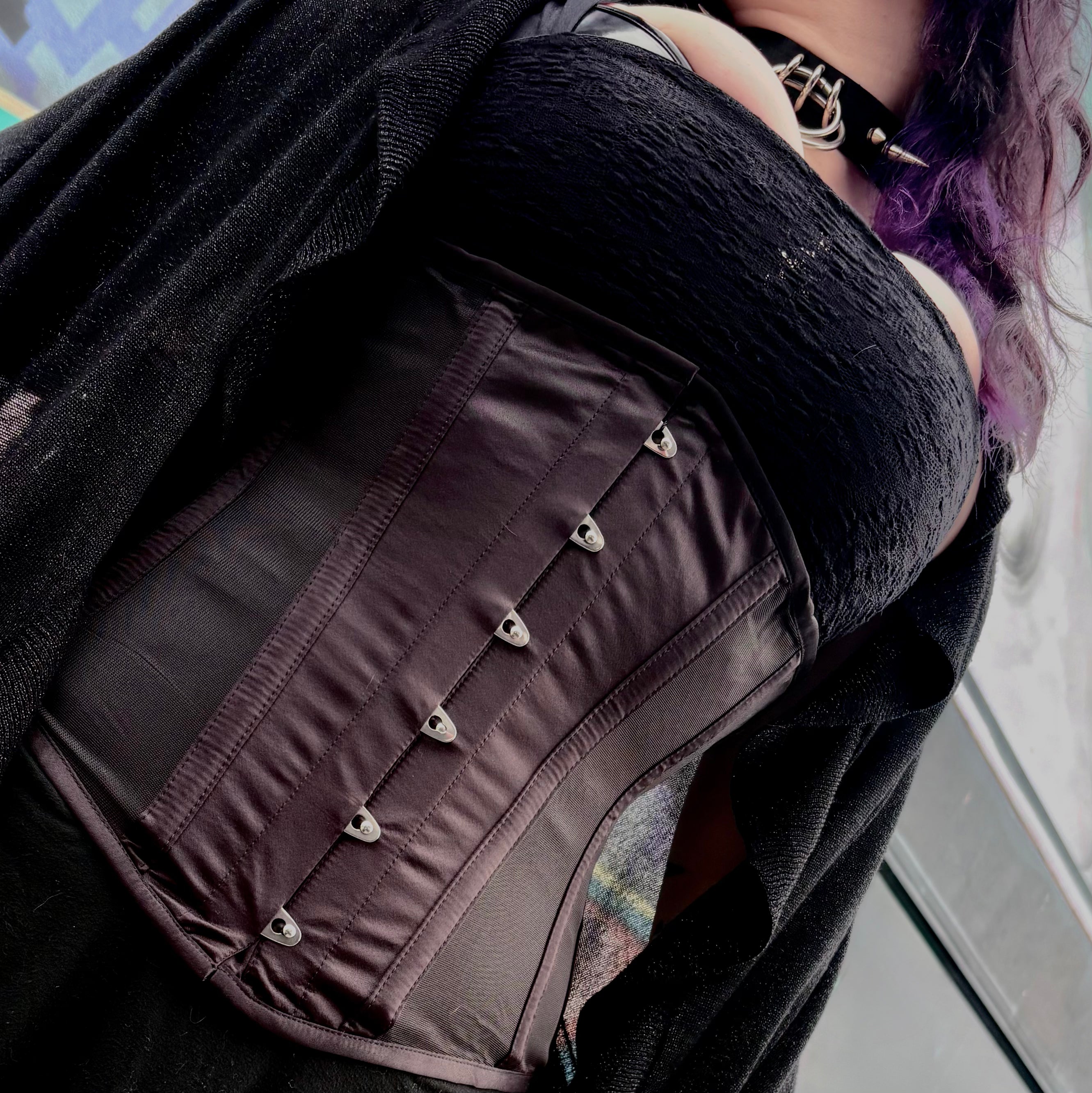Hailey Black Mesh Underbust Corset