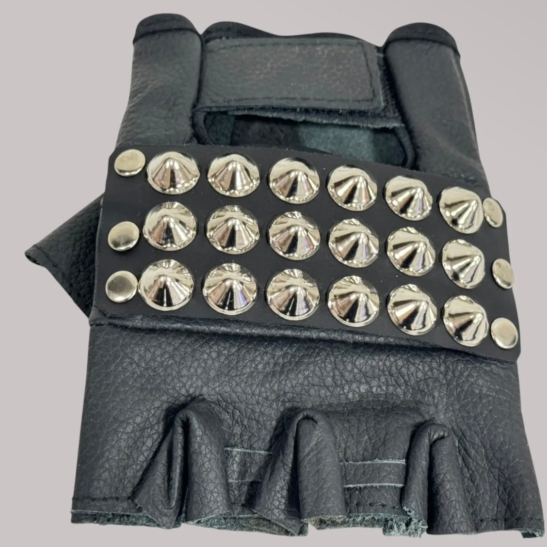 Ramone Studded Fingerless Gloves