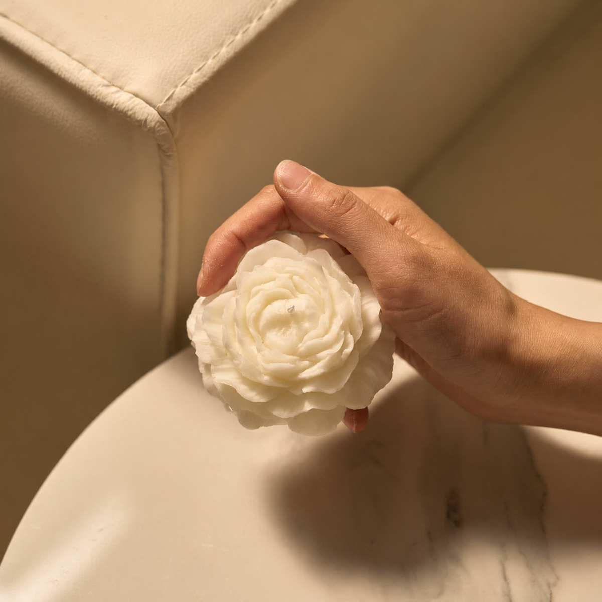 Funeral Bloom Rose Candle, White, candle