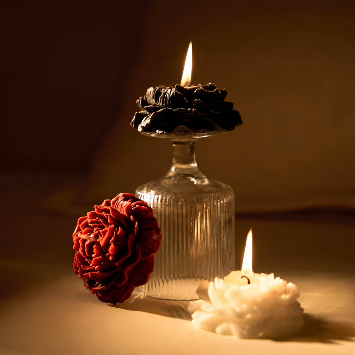 Funeral Bloom Rose Candle, White, candle