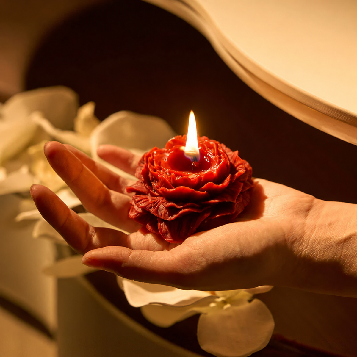 Funeral Bloom Rose Candle, White, candle