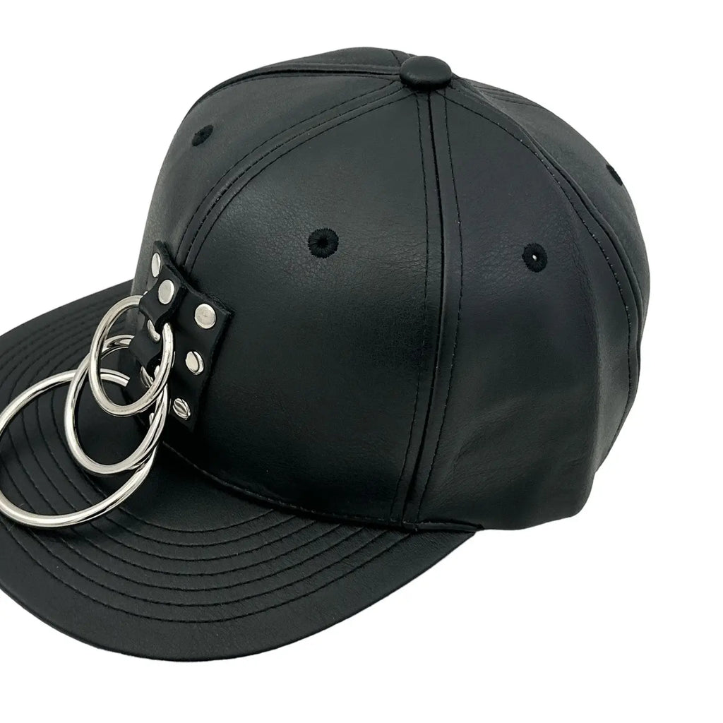 Three Ring Bondage Baseball Hat, side view showing crown and rings