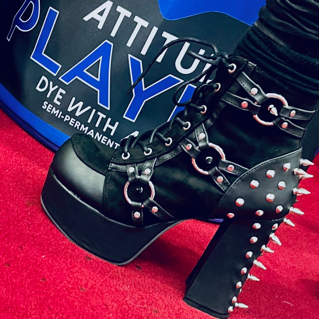 Charade Studded Harness Platform Ankle Boots