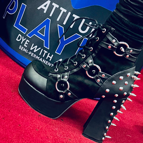 Charade Studded Harness Platform Ankle Boots
