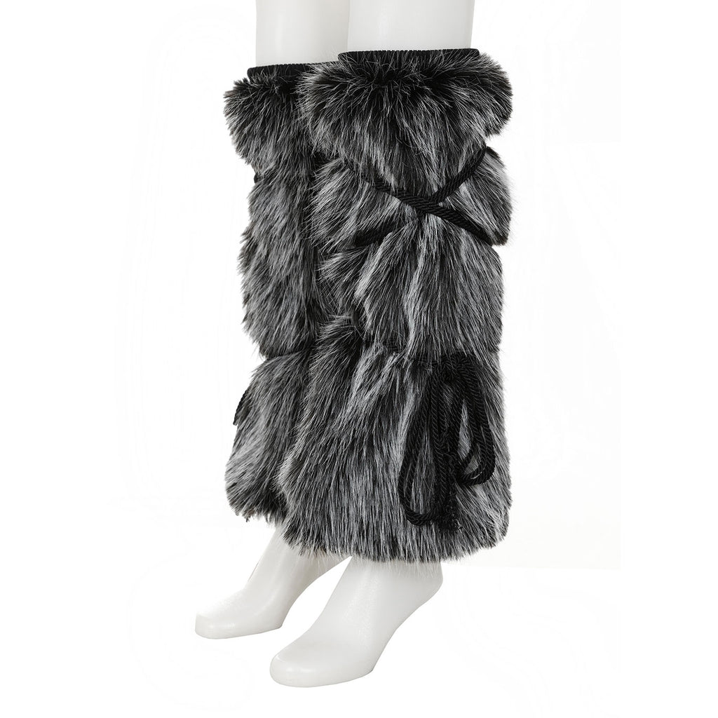 Grey Ghoul Furry Leg Warmers