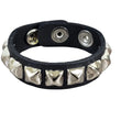 Pyramid Studded Leather Snap Bracelet, one row 1/2 inch chrome pyramid variant