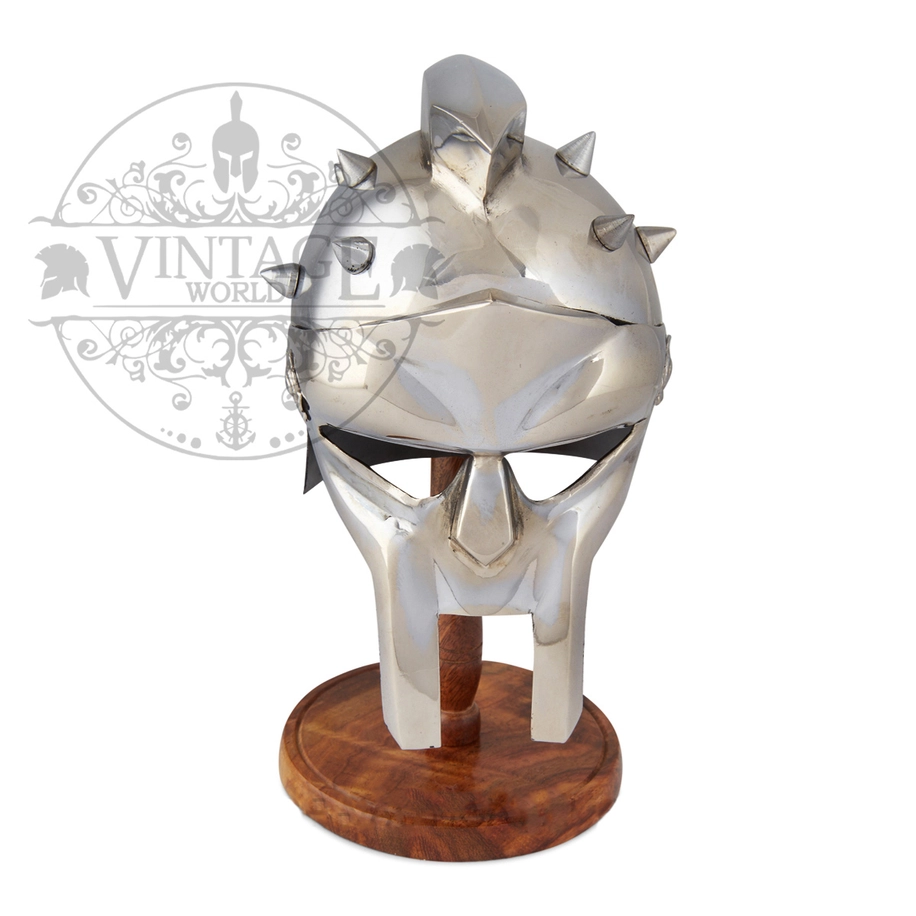 Gladiator miniature display helmet on wood stand